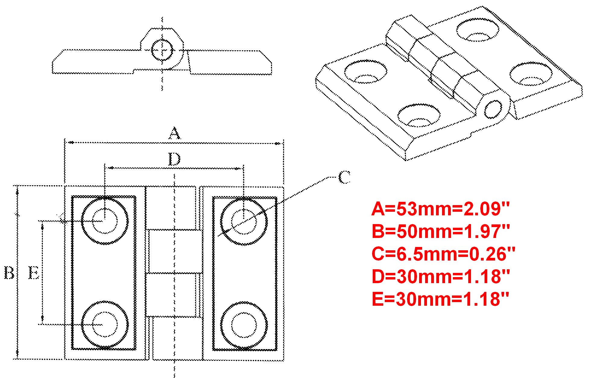 4-set Aluminum T-slot profile hinge 30x30