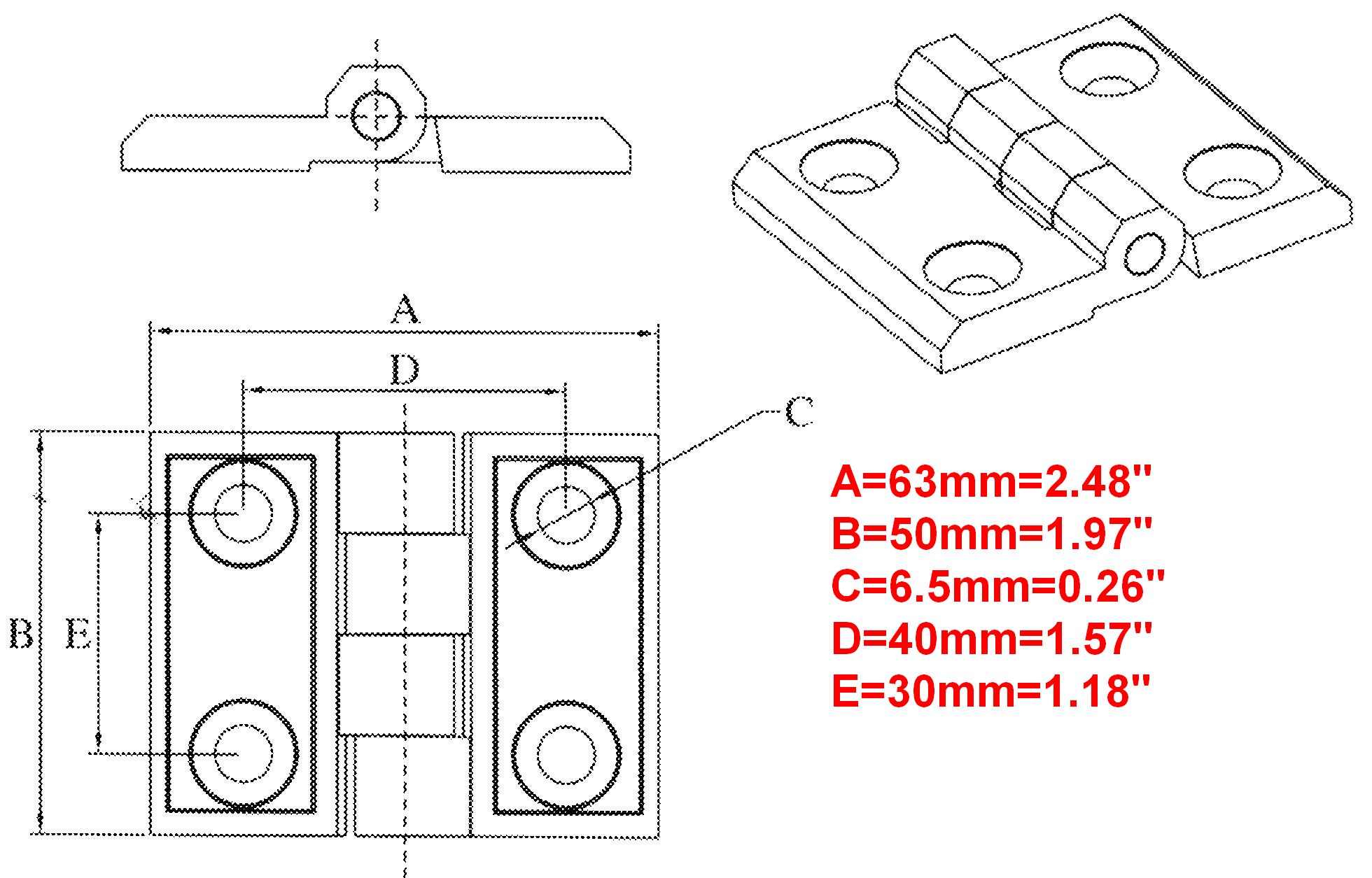 Aluminum T-slot 4040 profile hinge 40x40 T-nuts screws 4-set 